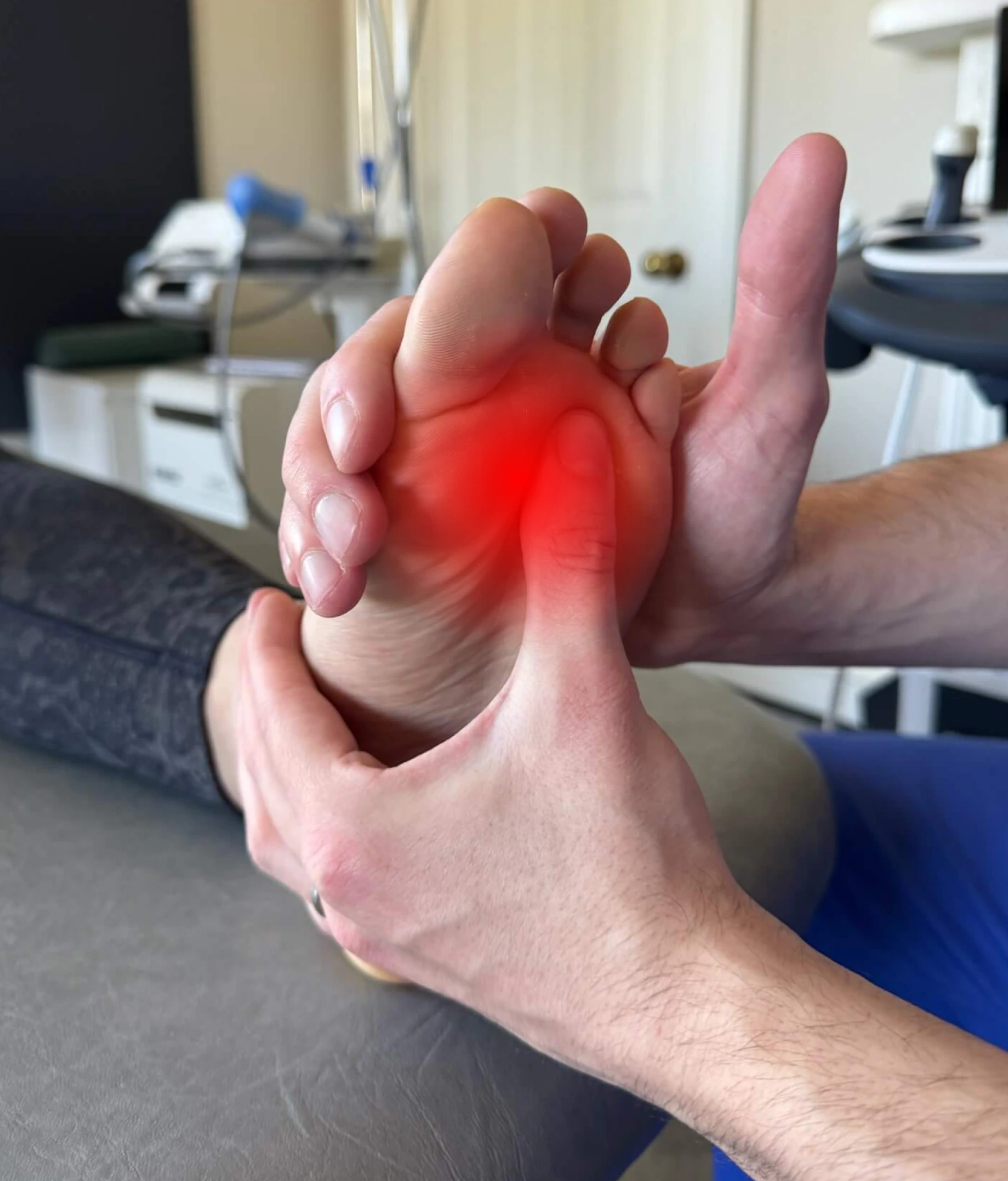 The stiff, arthritic joint at the base of the big toe